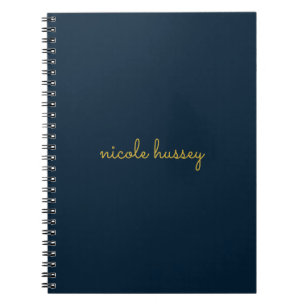 Cuaderno Azul Marino Dorado Script    Monograma Moderno Ele