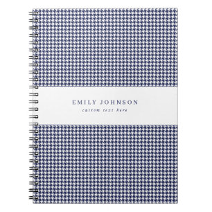 Cuaderno Azul Marino Elegante Houndstooth Minimalista