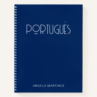 Cuaderno Azul Marino Estudio Retro del Idioma Portugués