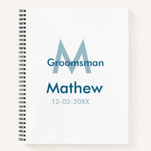 Cuaderno Azul marino groomsman nombre letra fecha masculino