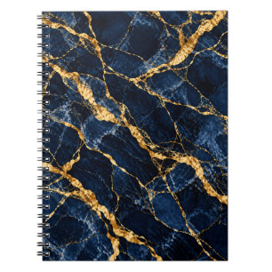 Cuaderno Azul Marino Mármol Dorado Elegancia