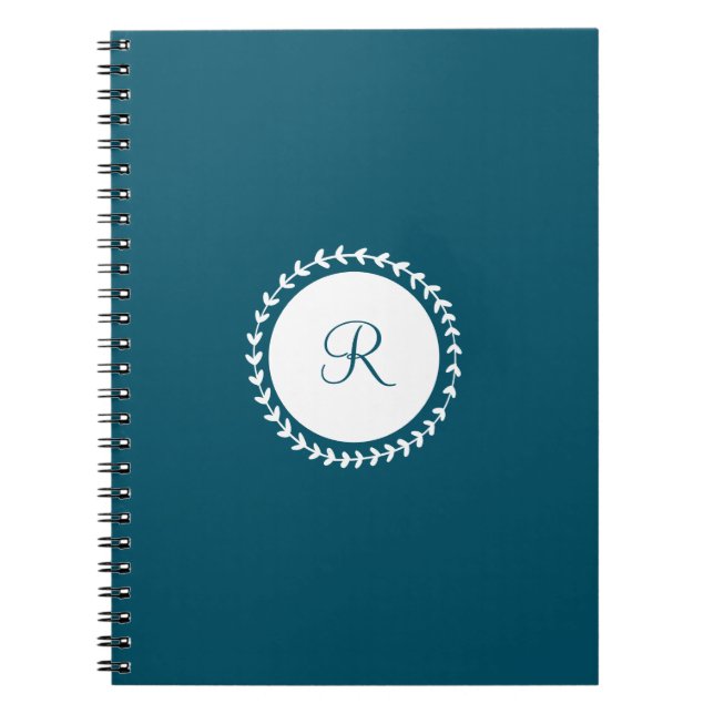 Cuaderno Azul marino monograma moderno (Frente)