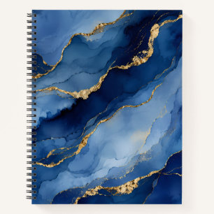 Cuaderno Azul Marino Profundo y Oro Alcohol Tinta Agata Tex
