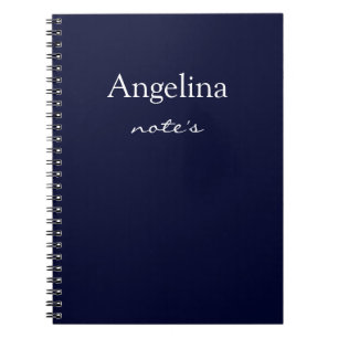 Cuaderno Azul marino simple Personalizado Añadir tu nombre