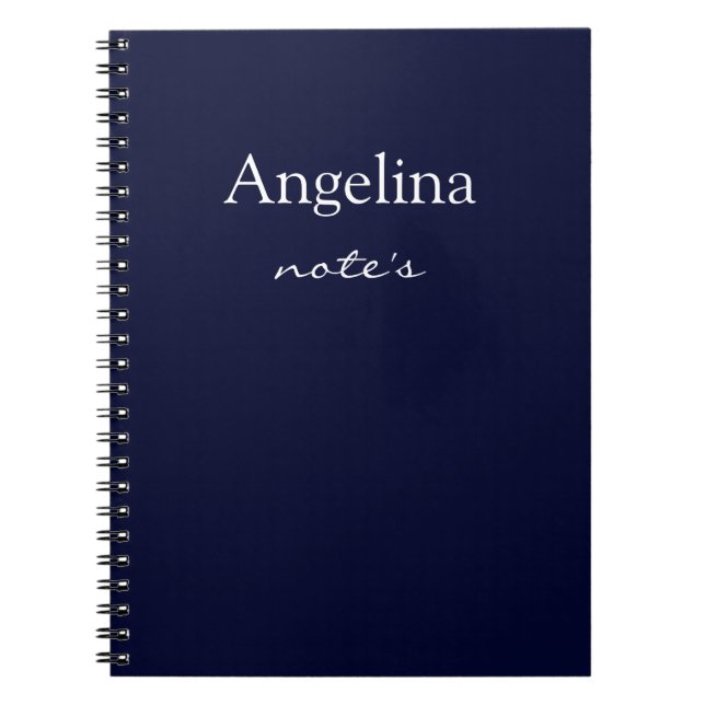 Cuaderno Azul marino simple Personalizado Añadir tu nombre (Frente)