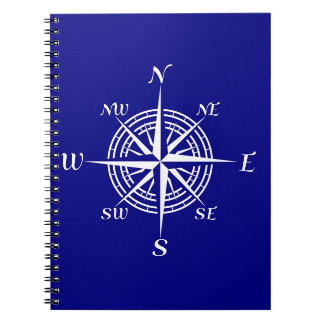 Cuaderno Azul marino Sobre El Rosa De La Brújula Blanca (Frente)