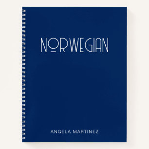 Cuaderno Azul Marino y Blanco Estudio de Idiomas Estilo Ret