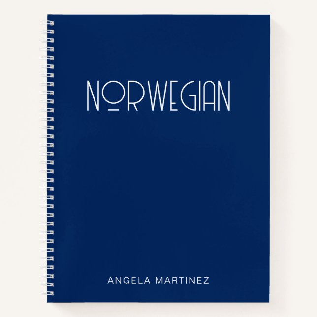 Cuaderno Azul Marino y Blanco Estudio de Idiomas Estilo Ret (Anverso)
