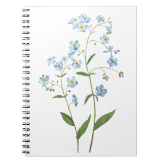 Cuaderno azul me olvido no flores color de agua 2021