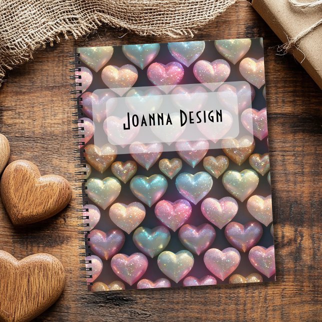 Cuaderno Azul Medianoche Corazones Coloridos Chic (Subido por el creador)