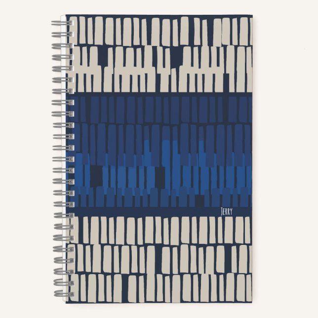 Cuaderno Azul Moderno Abstracto Geométrico (Anverso)