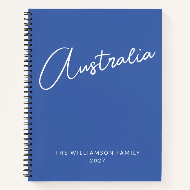 Cuaderno Azul Moderno Minimalista Viaje Familiar Personaliz (Anverso)