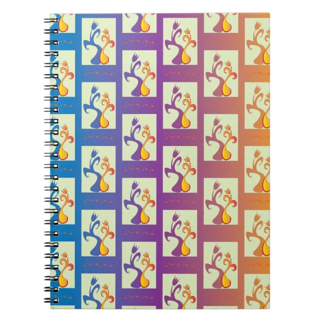 Cuaderno Azul moderno, morado, naranja Tulip Parple Floral (Frente)