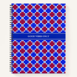 Cuaderno Azul moderno rojo blanco con diamantes punteados s