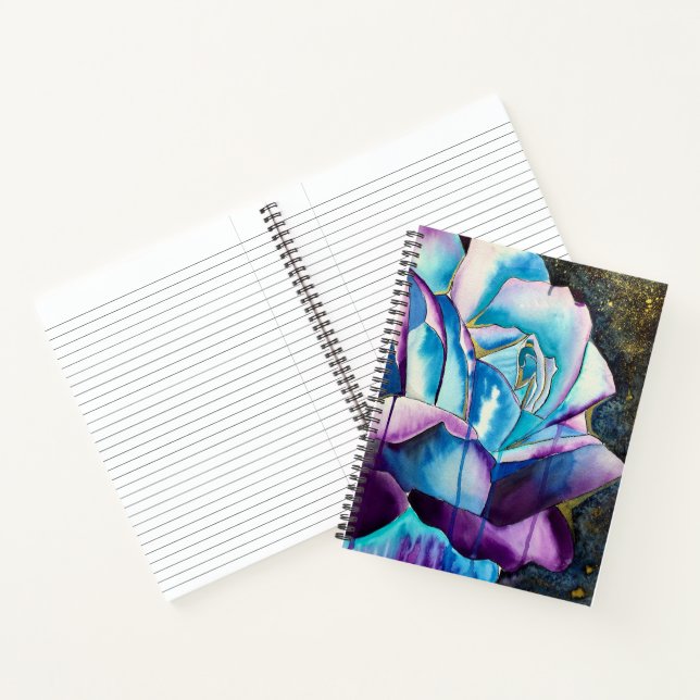 Cuaderno Azul morado gótico acuarela arte rosa (Interior)