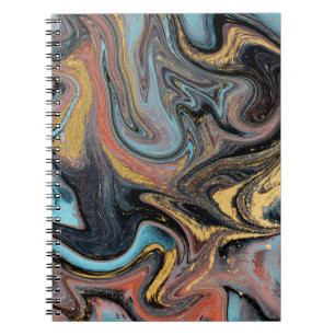 Cuaderno Azul natural y verde mármoles con purpurina dorado