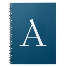 Cuaderno Azul Oceánico Elegante Moderno Monograma Inicial