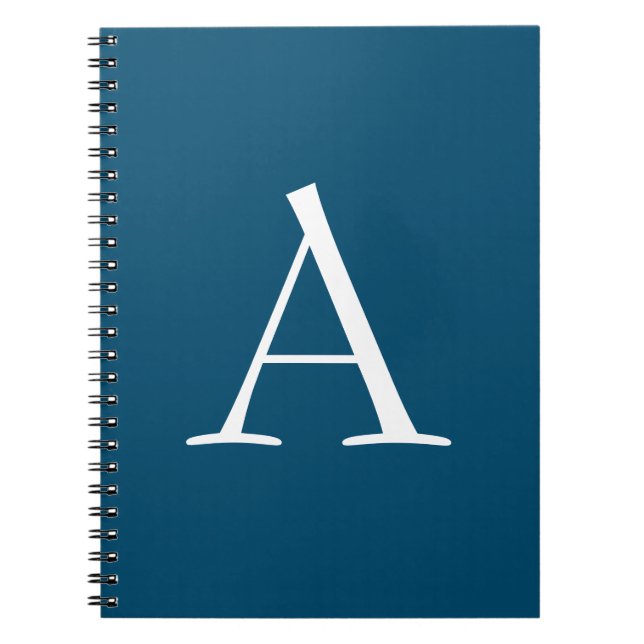 Cuaderno Azul Oceánico Elegante Moderno Monograma Inicial (Frente)