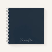 Cuaderno azul oscuro con nombre personalizado eleg