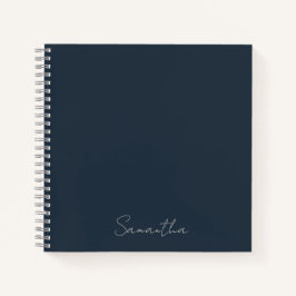 Cuaderno azul oscuro con nombre personalizado eleg