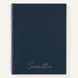 Cuaderno azul oscuro con nombre personalizado eleg