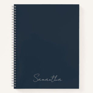 Cuaderno azul oscuro con nombre personalizado eleg