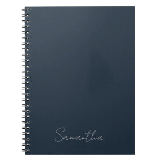 Cuaderno azul oscuro con nombre personalizado eleg