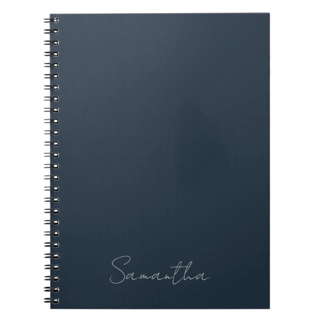 Cuaderno azul oscuro con nombre personalizado eleg (Frente)