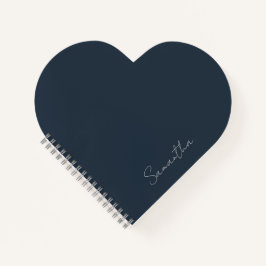 Cuaderno azul oscuro de nombre personalizado elega