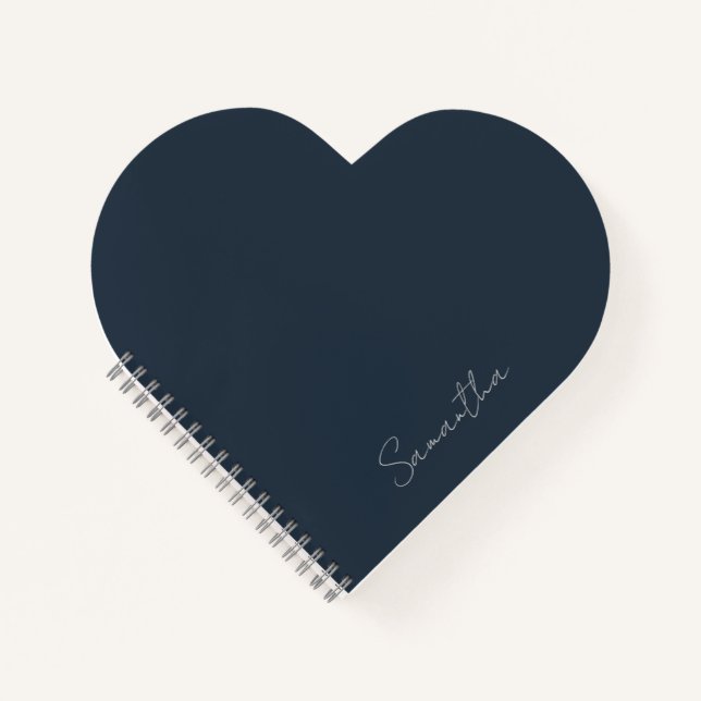 Cuaderno azul oscuro de nombre personalizado elega (Anverso)