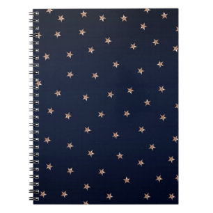 Cuaderno Azul Oscuro y Rosa Dorado Estrellas Brillantes