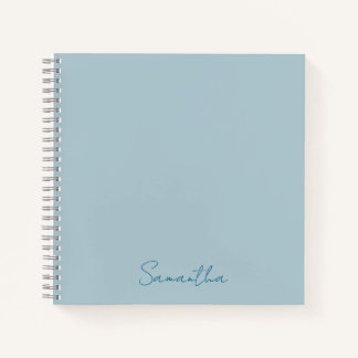 Cuaderno azul pastel con nombre personalizado eleg