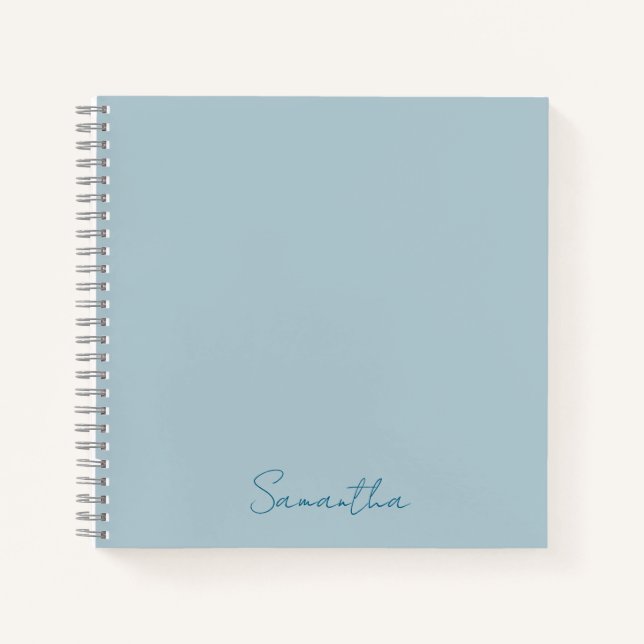 Cuaderno azul pastel con nombre personalizado eleg (Anverso)