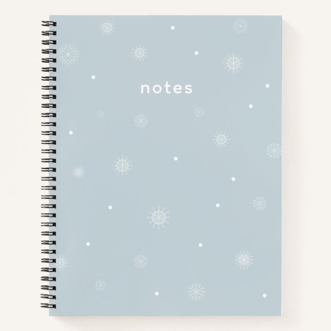 Cuaderno Azul Pastel Mínimo Personalizado de Invierno (Anverso)