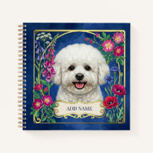 Cuaderno azul personalizado Bichon Frise
