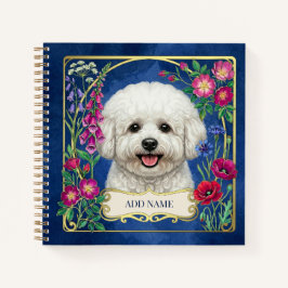 Cuaderno azul personalizado Bichon Frise