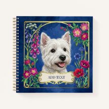 Cuaderno azul personalizado del perro West Highlan