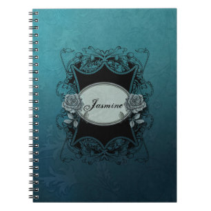 Cuaderno Azul personalizado grabado vintage