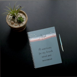 Cuaderno Azul Pizarra Minimalista Boho Meditación Personali