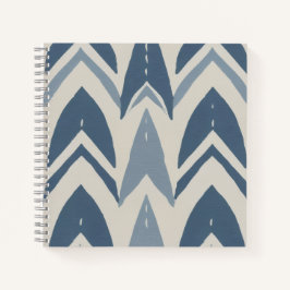 Cuaderno Azul Polvoriento Batik Parang Chevron Geométrico C