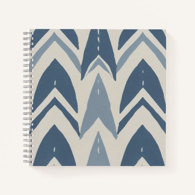 Cuaderno Azul Polvoriento Batik Parang Chevron Geométrico C (Anverso)