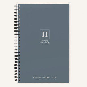 Cuaderno Azul Polvoriento Monograma Clásico