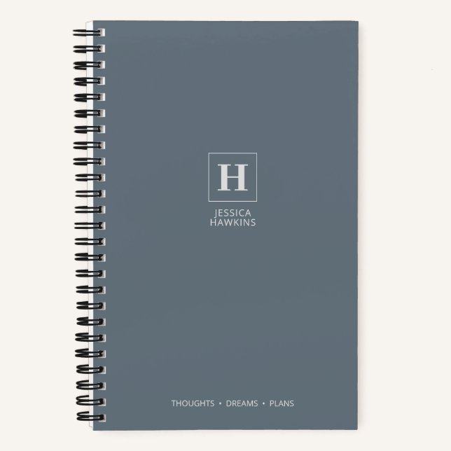 Cuaderno Azul Polvoriento Monograma Clásico (Anverso)