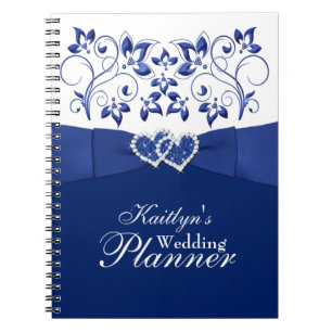 Cuaderno Azul real, blanco unido corazón portátil floral 2