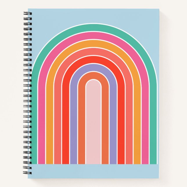 Cuaderno Azul retro arcoiris colorido (Anverso)