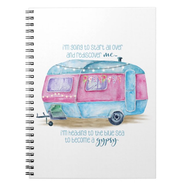 Cuaderno Azul retro Glamper rosado y blanco del | de la (Frente)