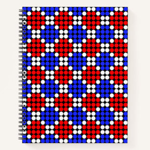 Cuaderno Azul Rojo Blanco Moderno de Diamantes Punteados so