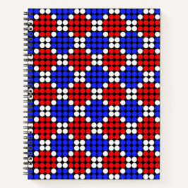 Cuaderno Azul Rojo Blanco Moderno de Lunares con Diamantes 