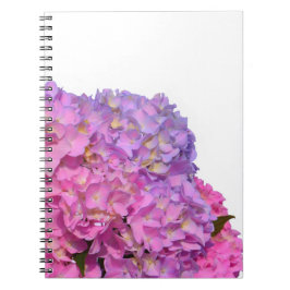 Cuaderno Azul rosa Hydrangeas flores púrpura elegantes
