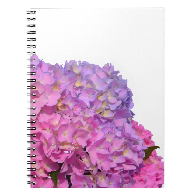 Cuaderno Azul rosa Hydrangeas flores púrpura elegantes (Frente)